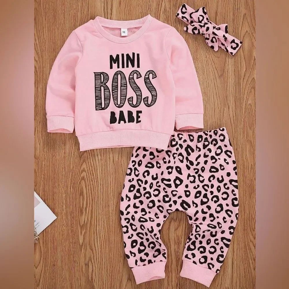 Mini Boss Babe Baby Toddler Girl 3 Piece Outfit New!